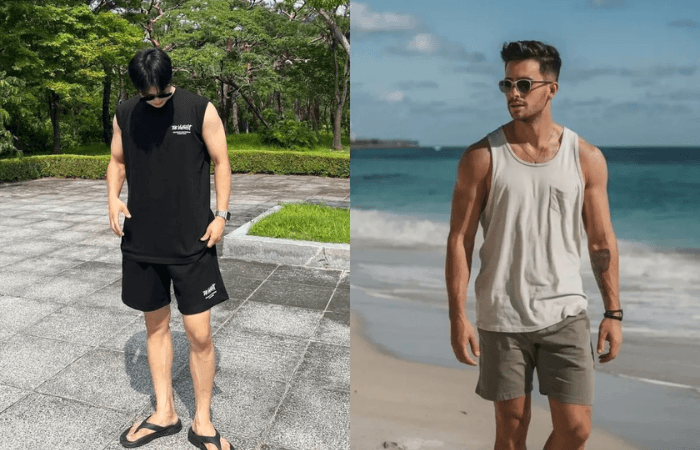 Outfit áo tank top phối quần short trẻ trung dành cho những ngày hè